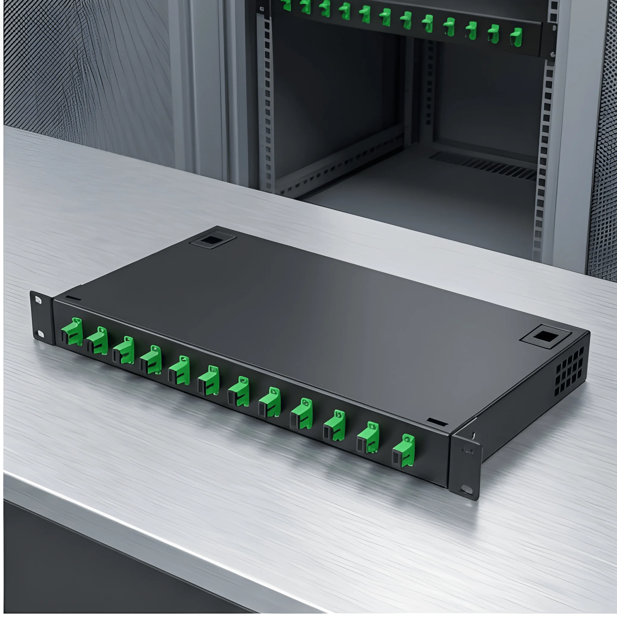 UNIWAY Fiber Optic Patch Panel for Telecom – 12 Port LC Single Mode 2